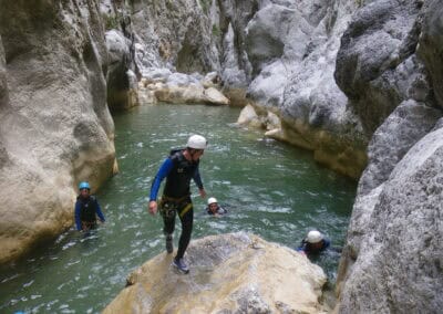 canyoning in Galamus with blue pool
